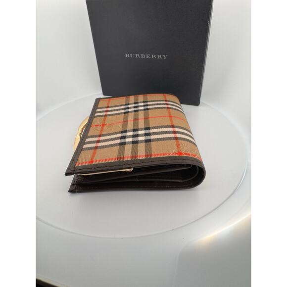 Burberry Haymarket Check Canvas & Leather Bifold Wallet with Coin Compartment - Picture 4 of 6